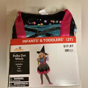 Colorful Toddler Witch Costume polka dot witch costume 2T nwt